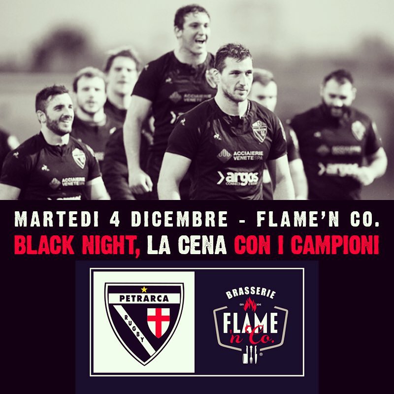 Black Night, la cena con i campioni del Petrarca Rugby: tutti invitati, ecco i dettagli